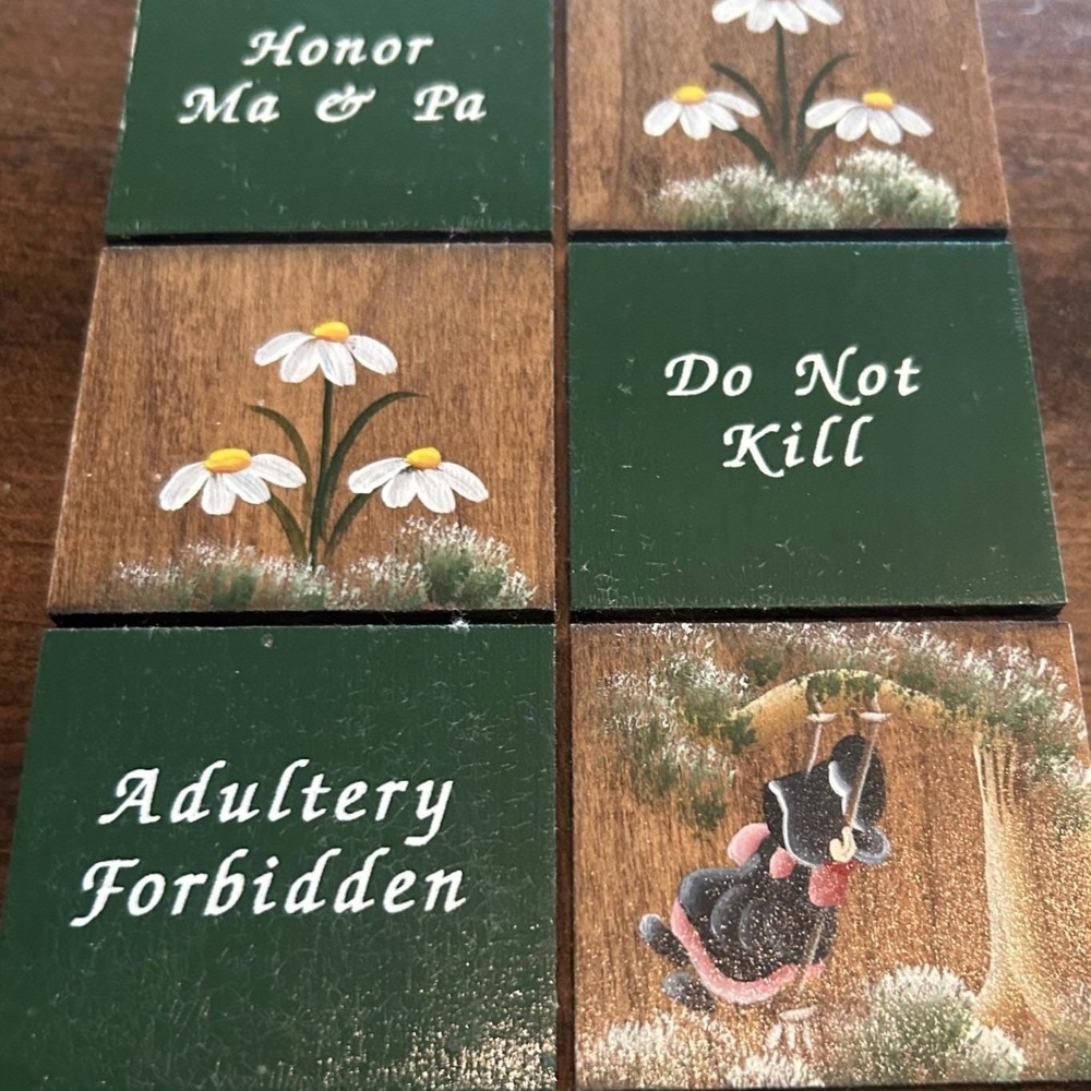 All-Star Creations Co Country 10 Commandments Wood Wall Hanging Folk Art Cottage - Picture 2 of 7